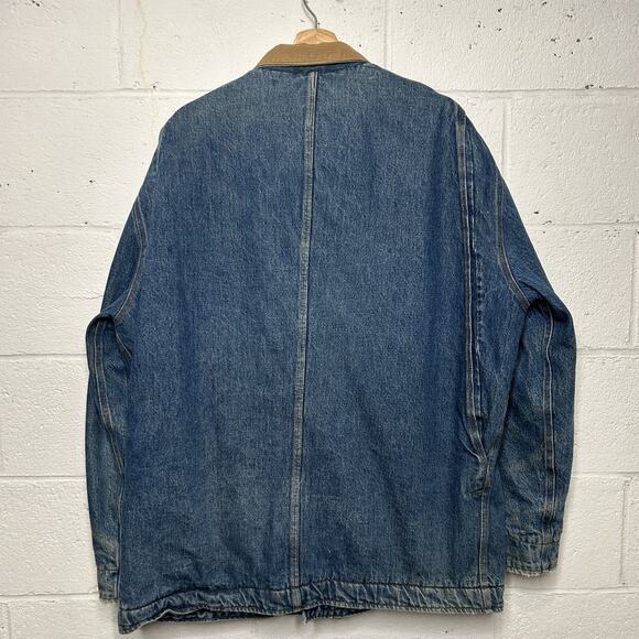 Vintage Polo Country Ralph Lauren Plaid-Lined Denim Chore Coat - Picture 2 of 9